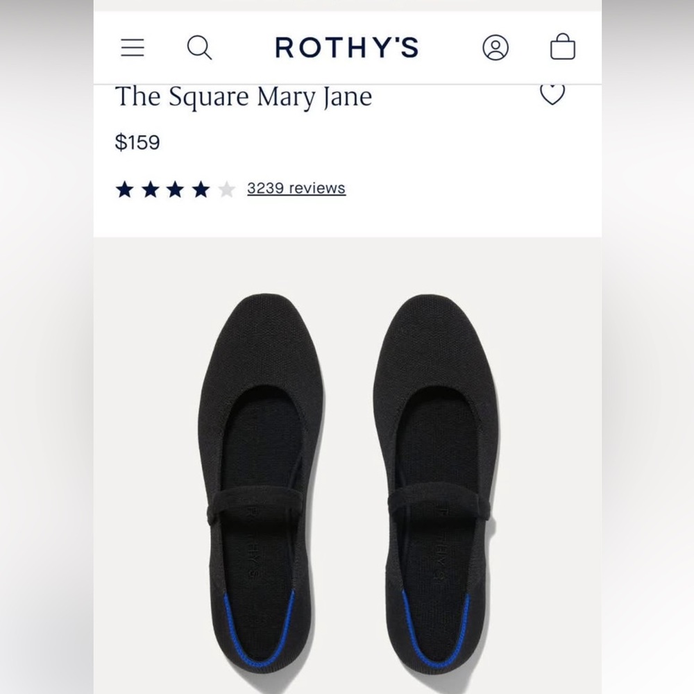Rothy’s black “The Square Mary Jane”, shoes. New with box. Size 6.5